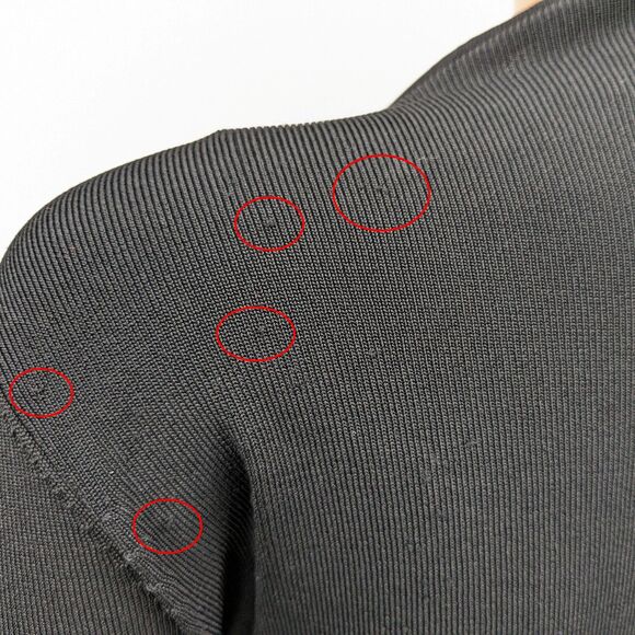 Vintage 90s y2k Black Ribbed Top Zip Front Faux Leather Mod Knit Petite Medium - Picture 6 of 10